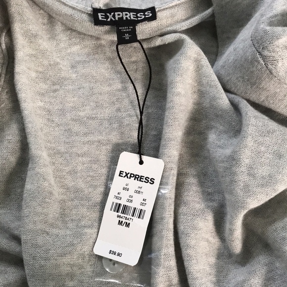 EXPRESS Gray Cotton Open Front Cardigan Size Medium - Picture 6 of 7